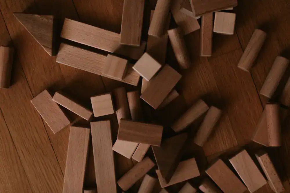 Natural wooden building blocks
