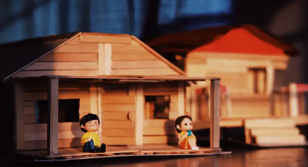 Handcrafted wooden dollhouse