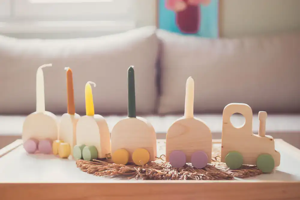 A classic wooden train set